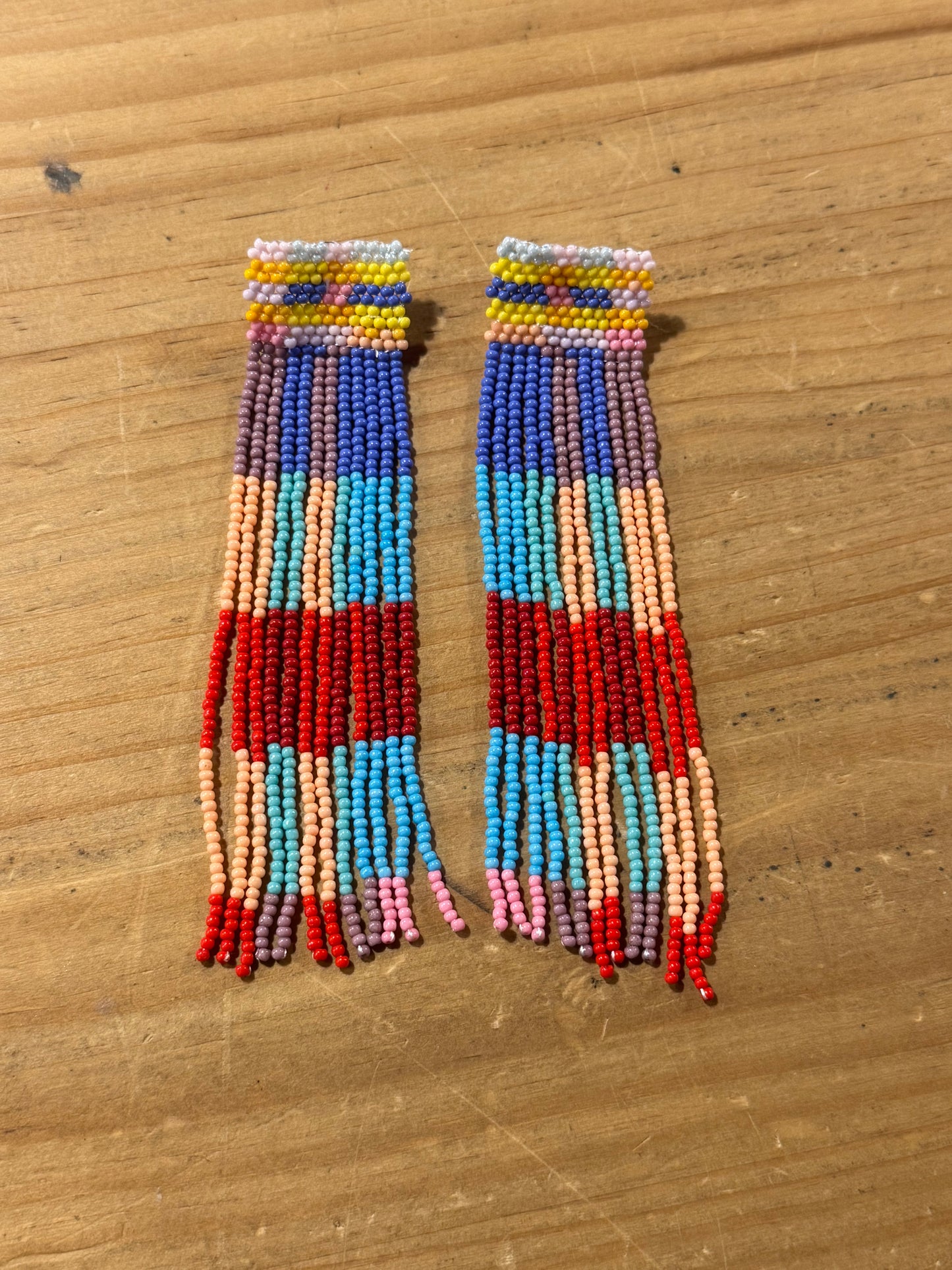 Pendientes Cuentas Cuadros Multicolor