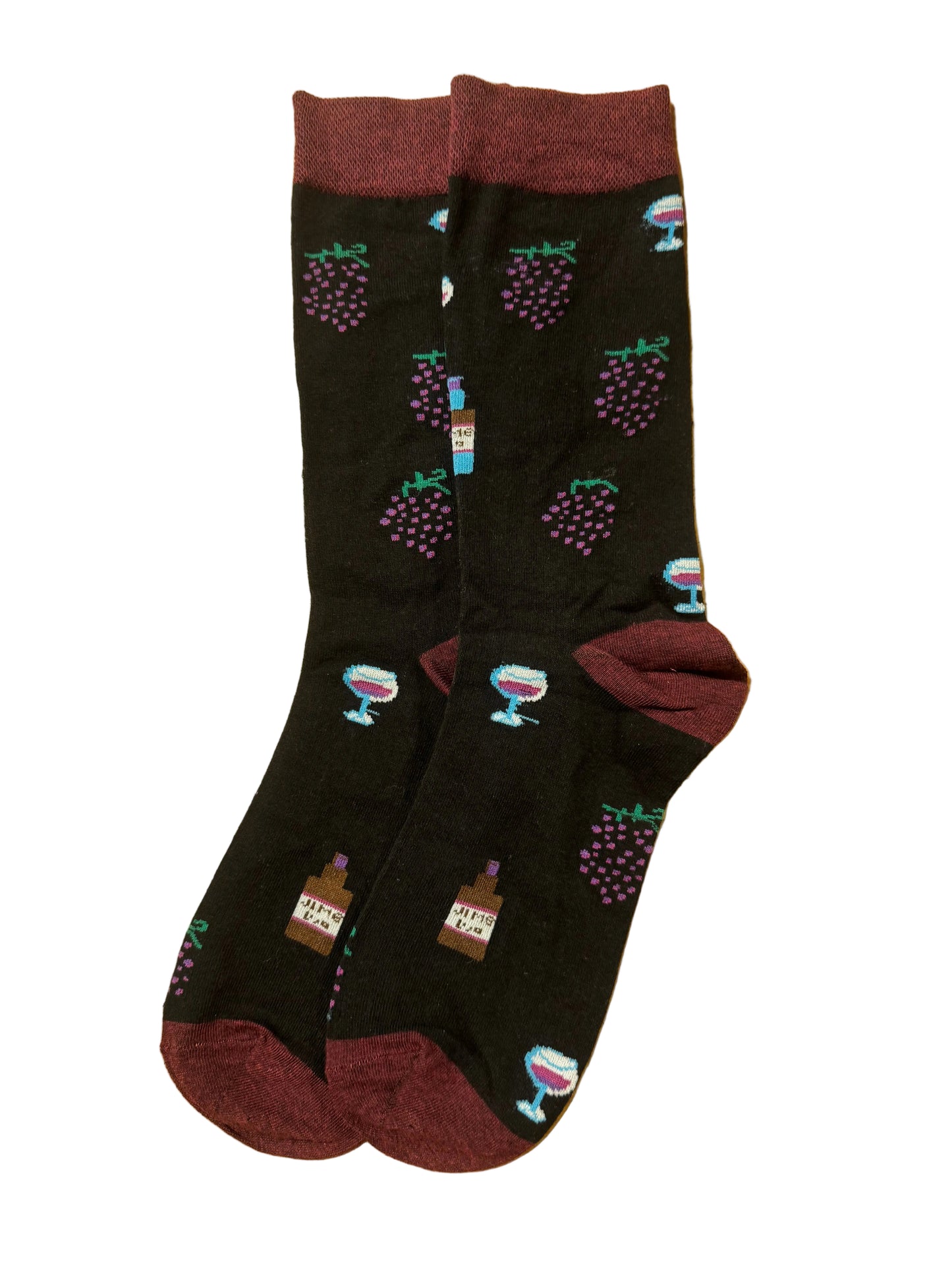 Calcetines Hombre Vino y Copas Negro