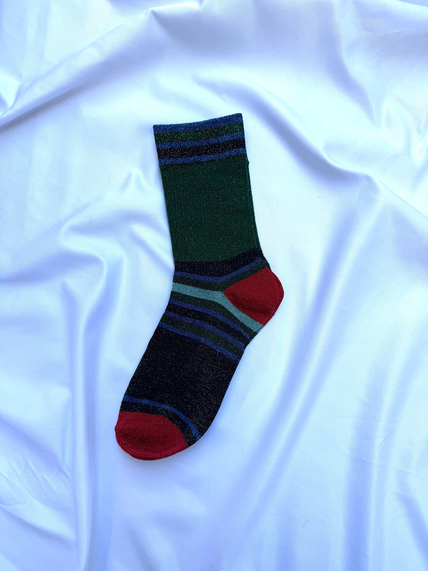 Calcetines Mujer Purpurina Verde Navideño