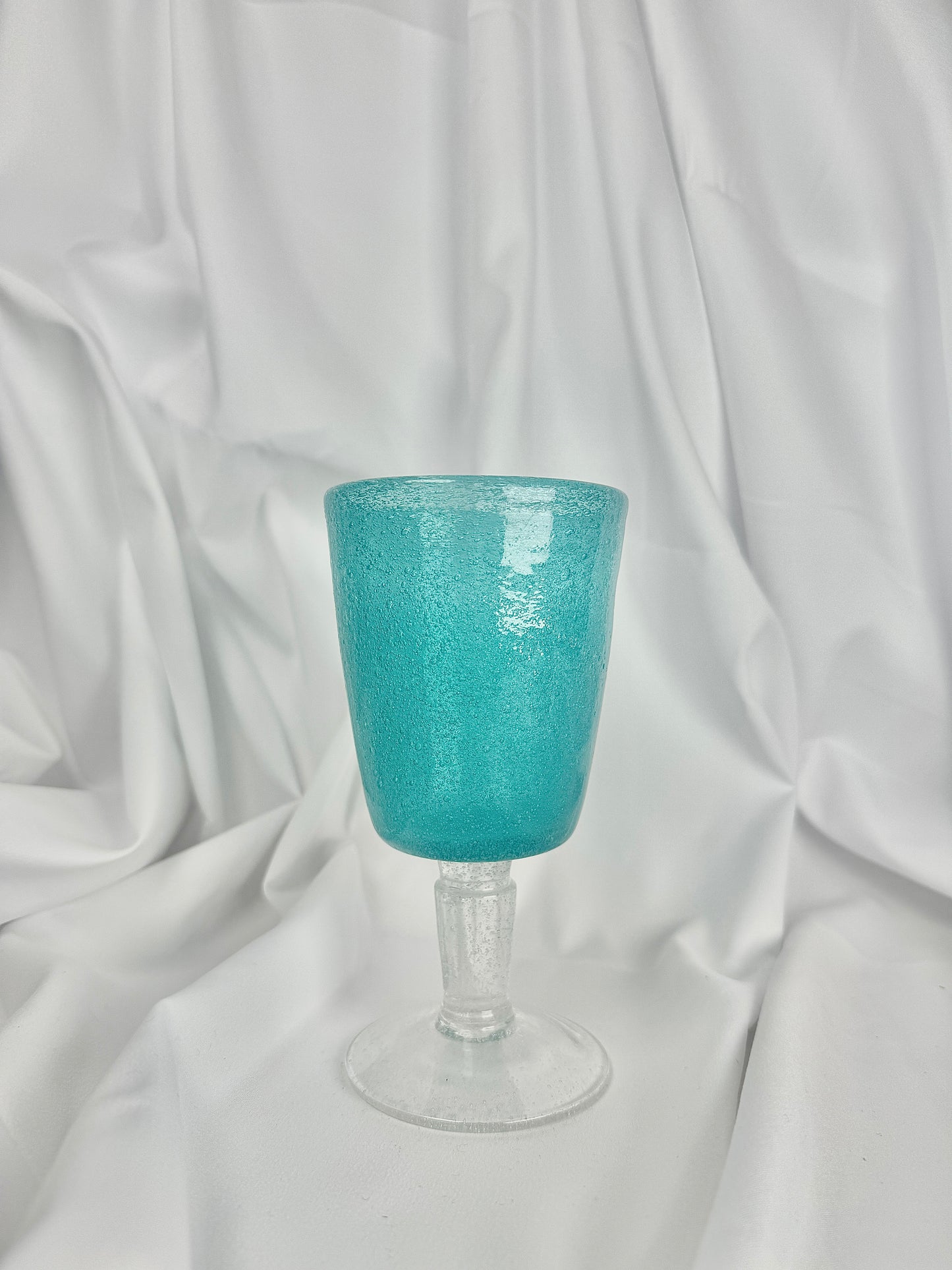 Copa Cristal Turquesa Base Blanca