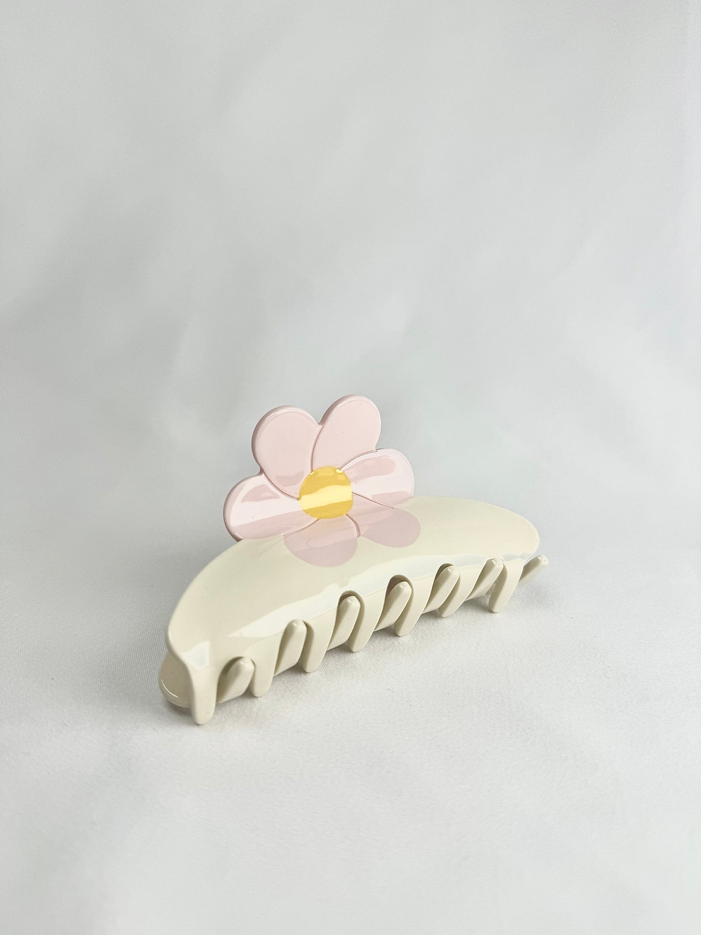 Pinza de Pelo Crema Flor Rosa