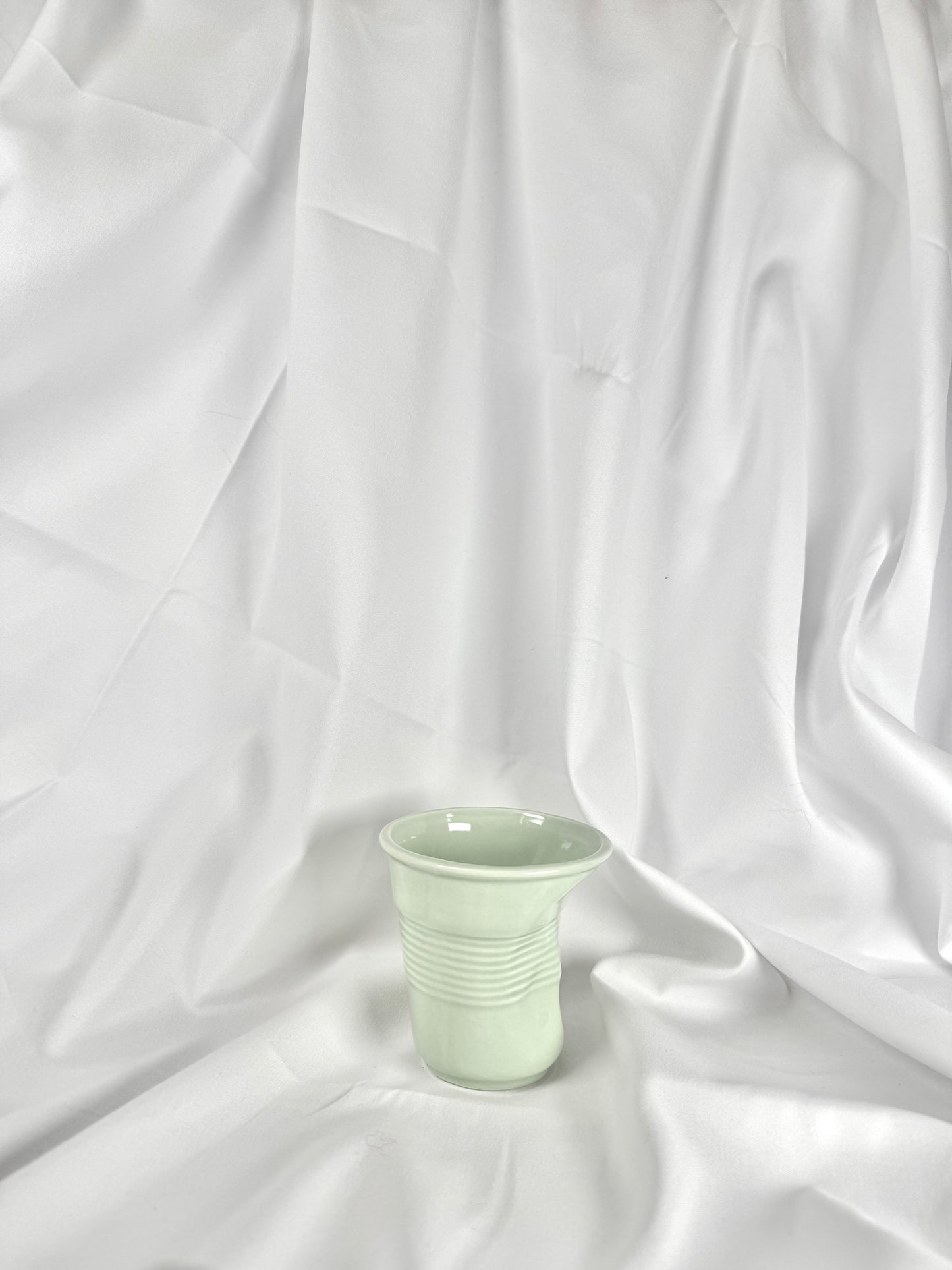 Vaso Forma Vaso Desechable Plástico Arrugado Verde Claro