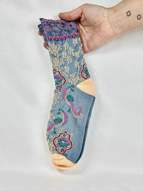 Calcetines Mujer Pasley Pavo Real Azul Claro