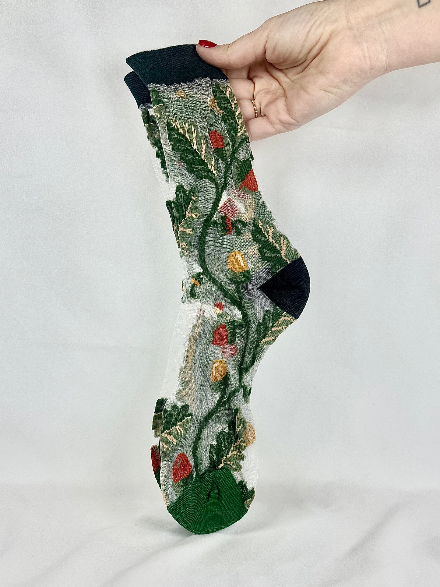 Media Transparente Bosque Puntera Verde Oscuro