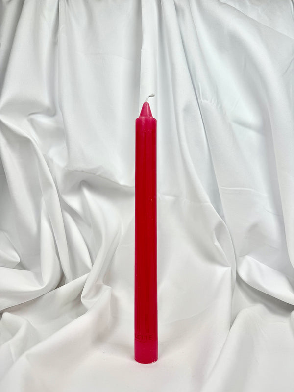 Vela de Candelabro Roja Rayas Verticales Fucsia