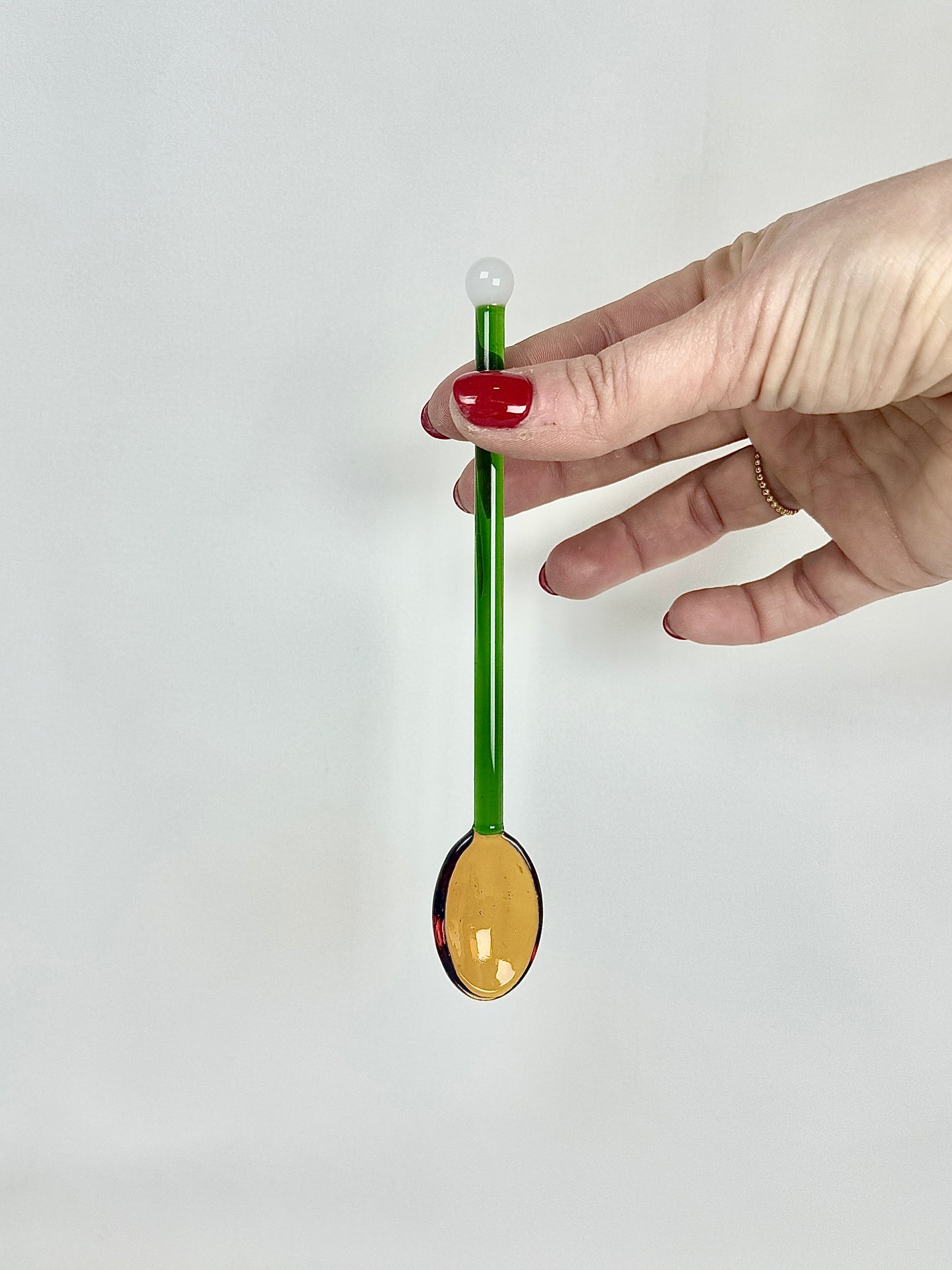 Cuchara Cristal Verde y Marrón