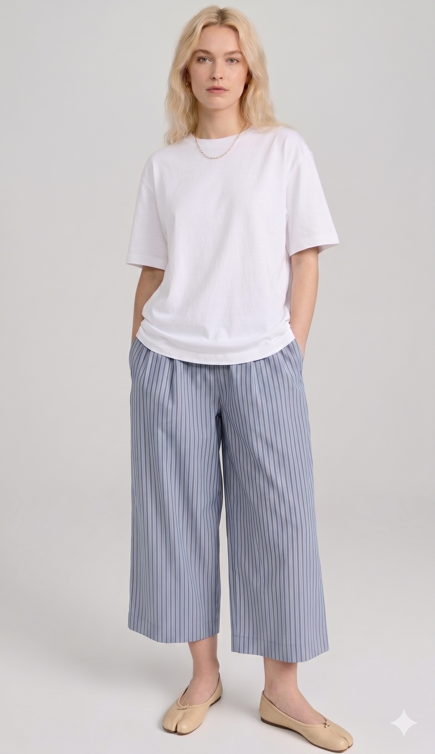 Pantalón Rayas Camisa Ancho Loose Fit