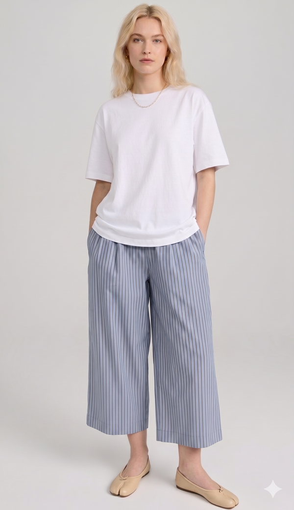 Pantalón Rayas Camisa Ancho Loose Fit