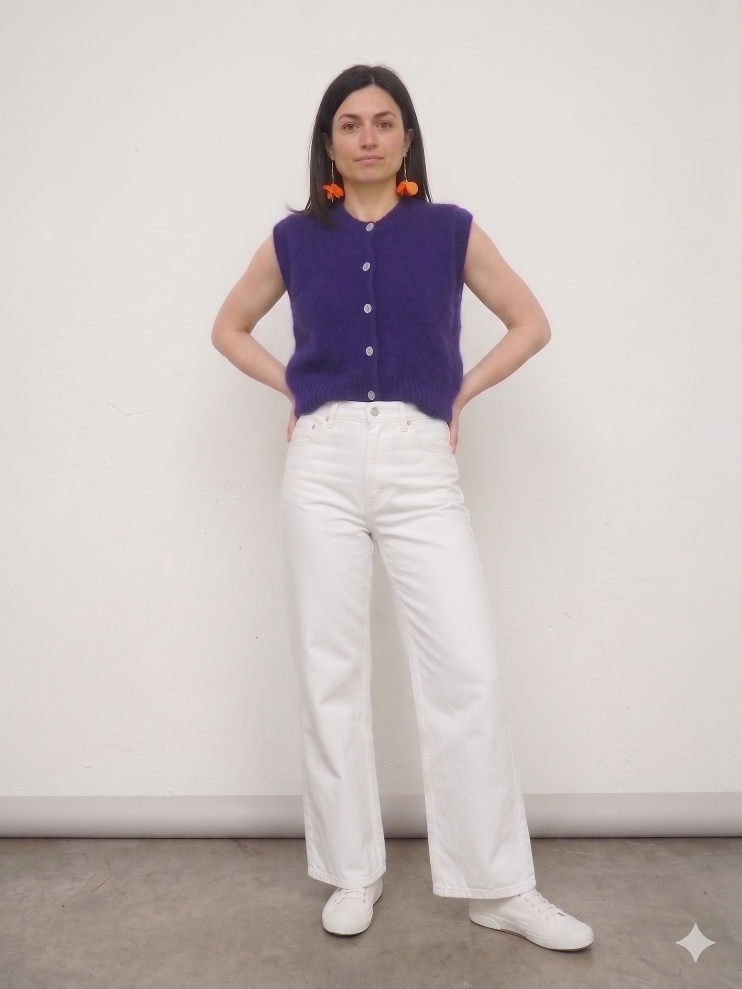 Chaleco Mohair Morado con Botones