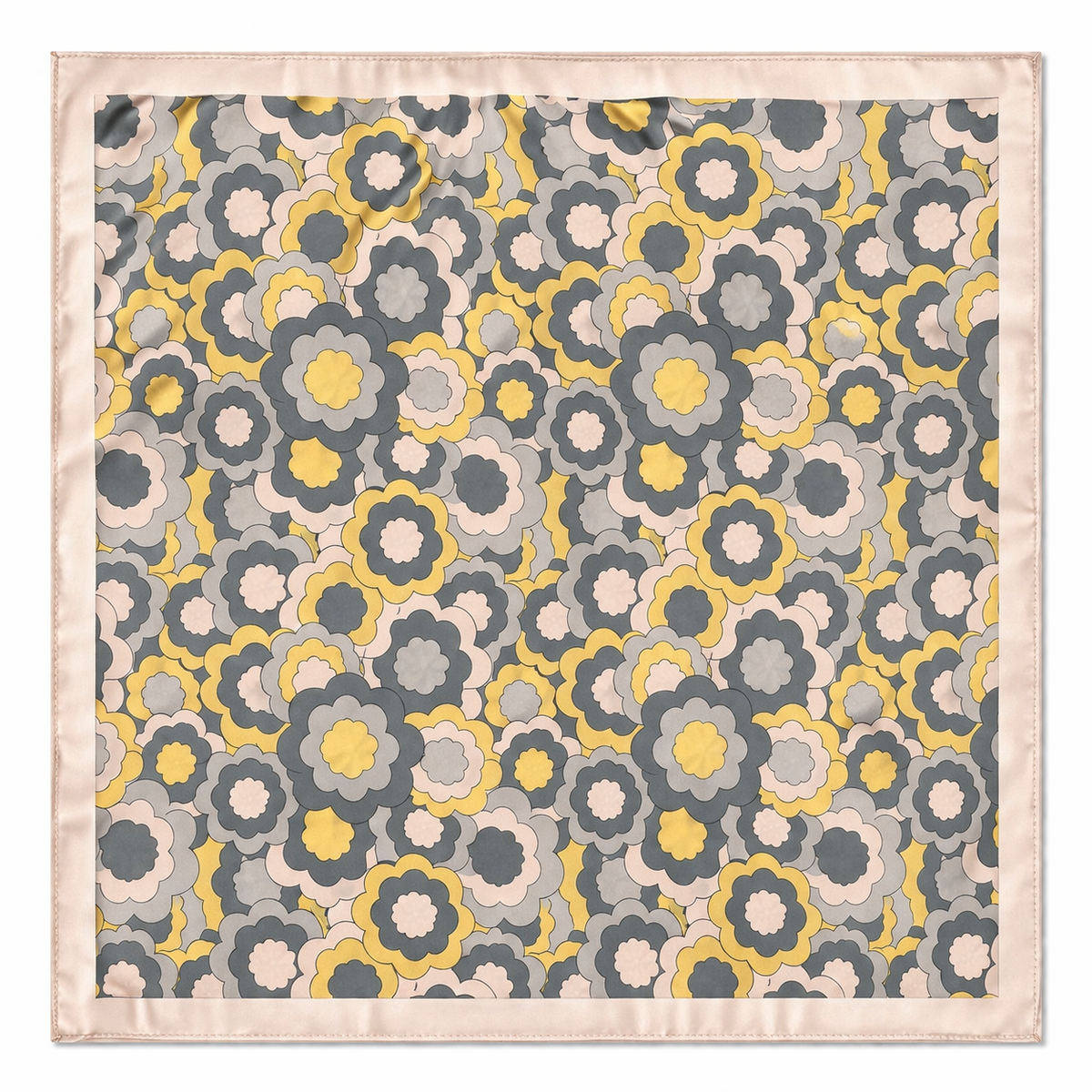 Pañuelo Nubes Flores Marrones Rosa y Amarillo