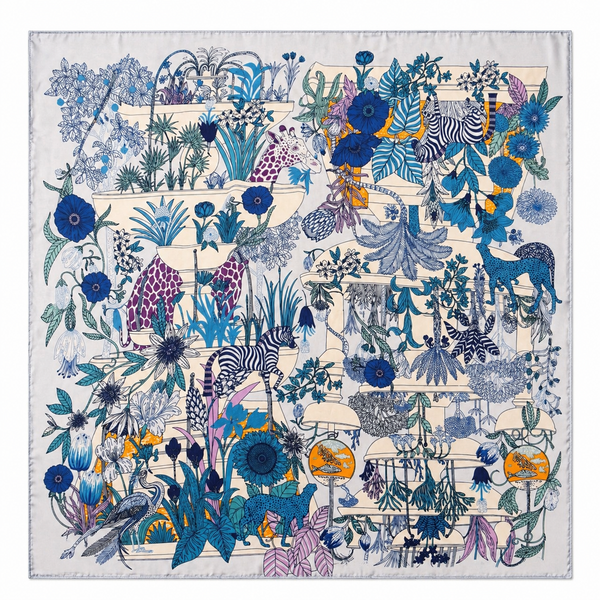 Pañuelo Azul Animales y Edificios