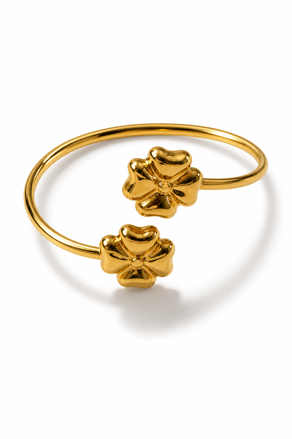 Pulsera Brazalete Dorado Trébol