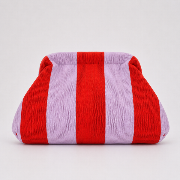 Clutch Bolso de Mano Rayas Lavanda y Rojo
