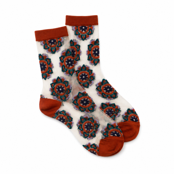 Calcetines Medias Transparentes Mandalas Marrones