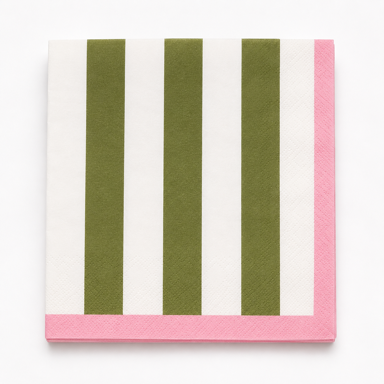 Servilletas de Papel rayas caqui borde fucsia