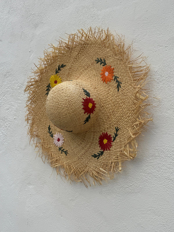 Maxi Sombrero Flores Bordadas
