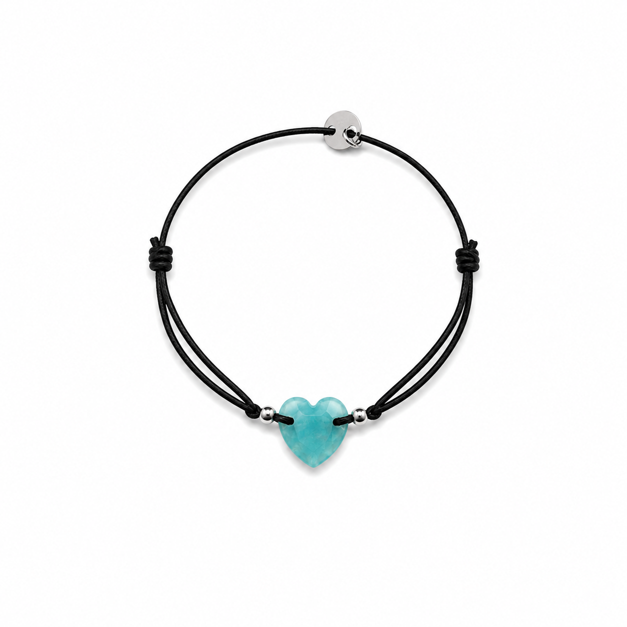 Pulsera Elástica Negro Corazón Turquesa