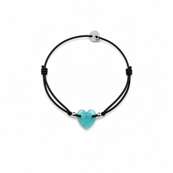 Pulsera Elástica Negro Corazón Turquesa