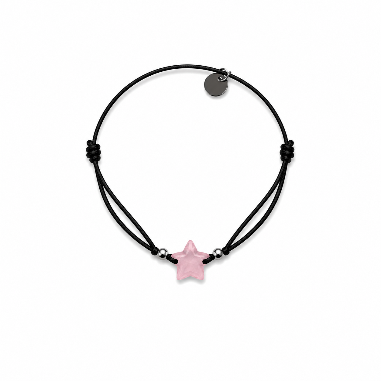 Pulsera Elástica Negra Estrella Rosa