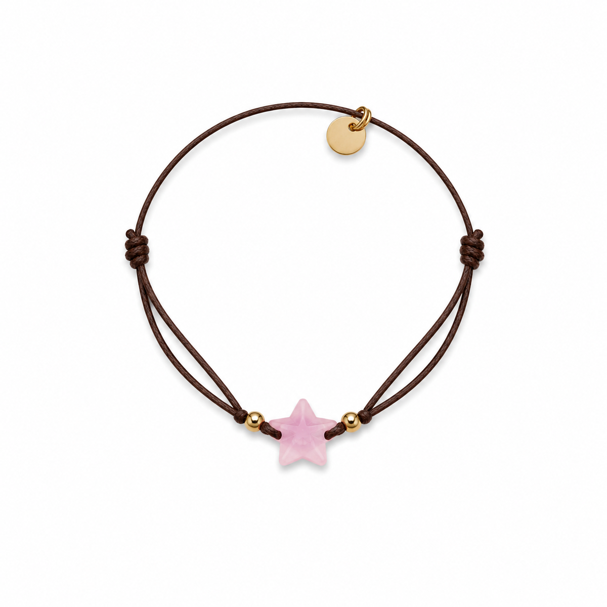 Pulsera Elástica Marrón Estrella Rosa