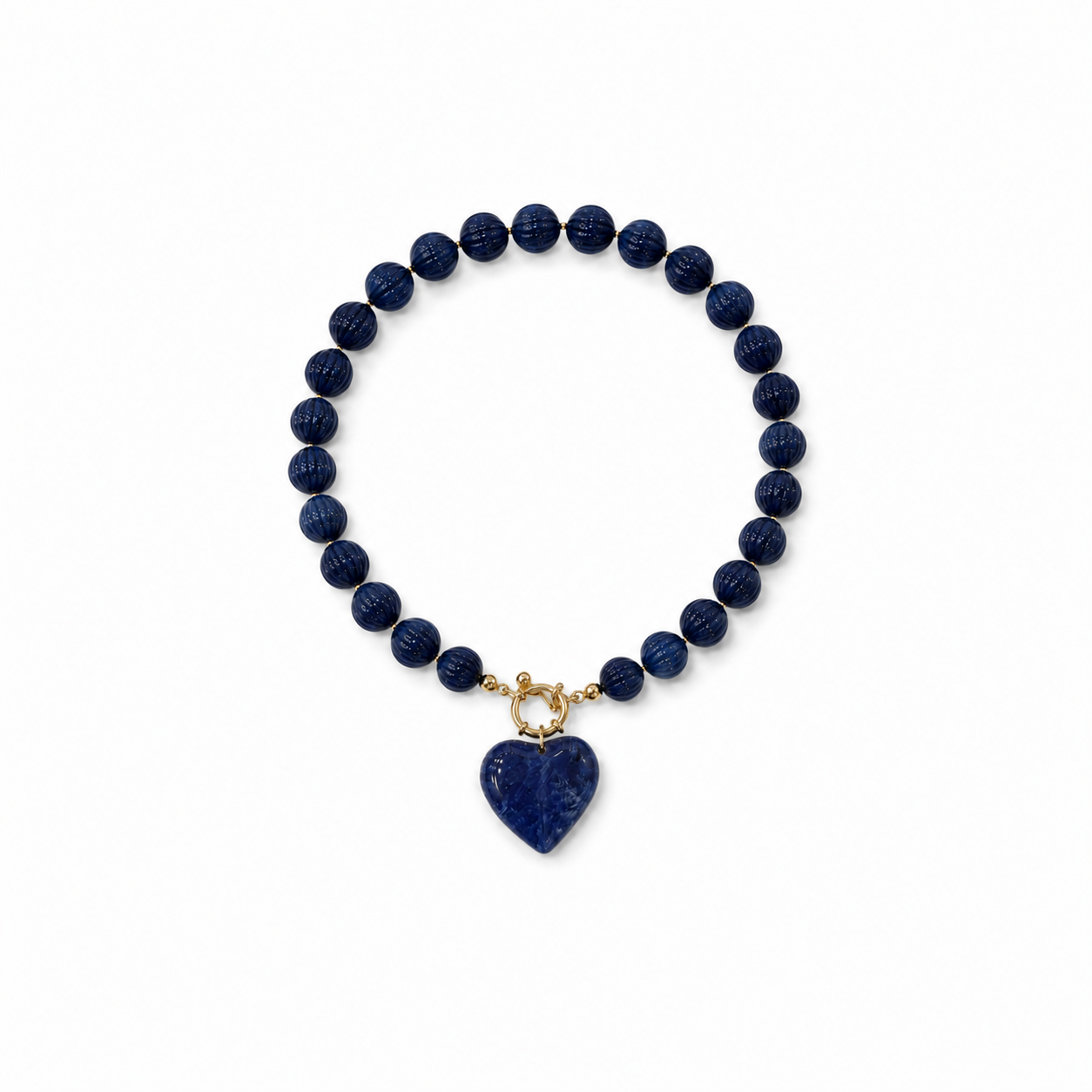 Collar Bolas Azul con Corazón