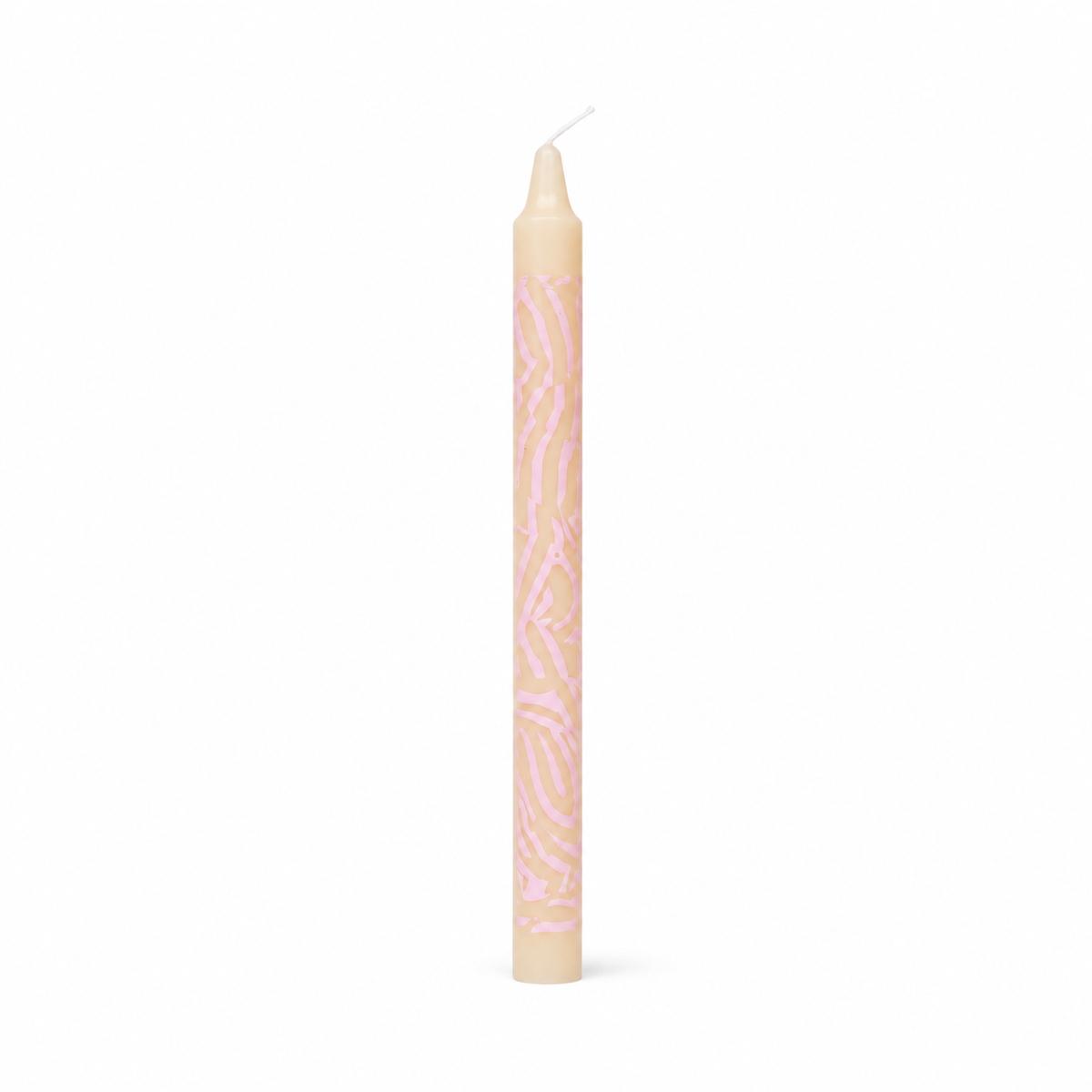 Vela de Candelabro Beige con Cebra Rosa