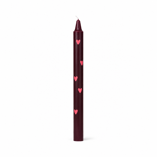 Vela de Candelabro Morado Corazón Rojo