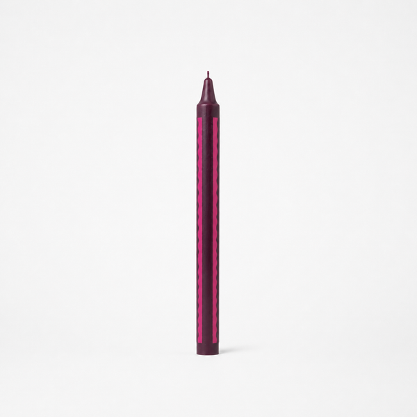 Vela de Candelabro Morado Rayas Ondas Fucsia