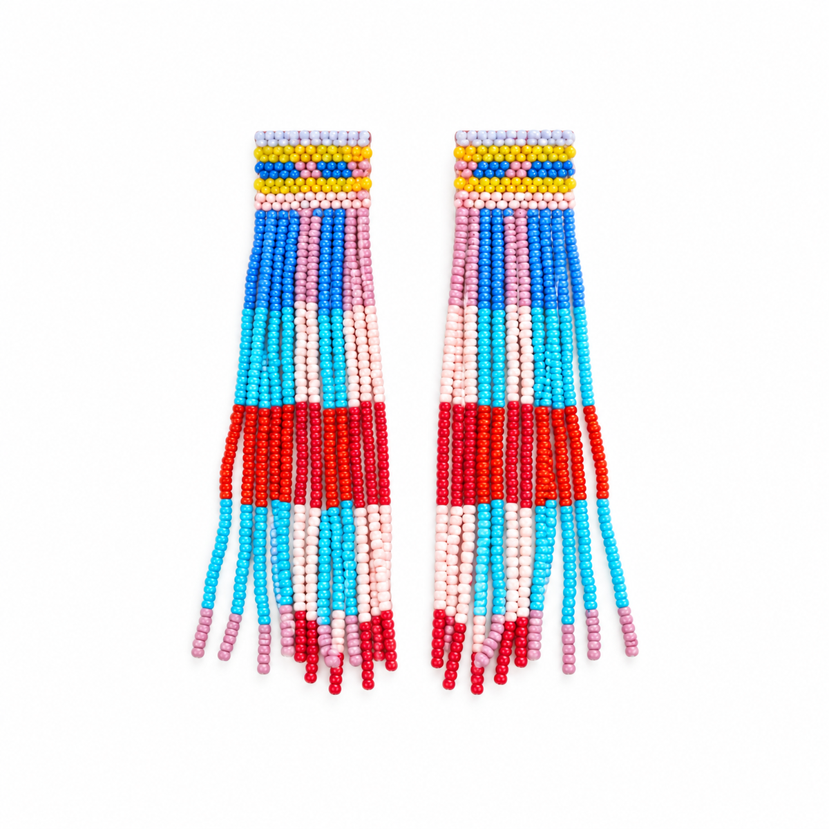 Pendientes Cuentas Cuadros Multicolor