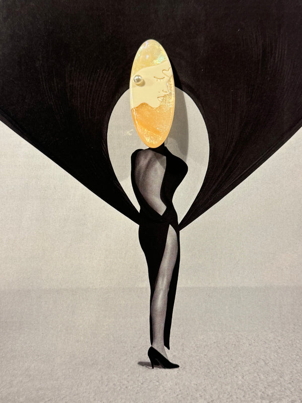 Horquilla Pasador Estilo Nacarado con Cara y Perla Beige Rosa