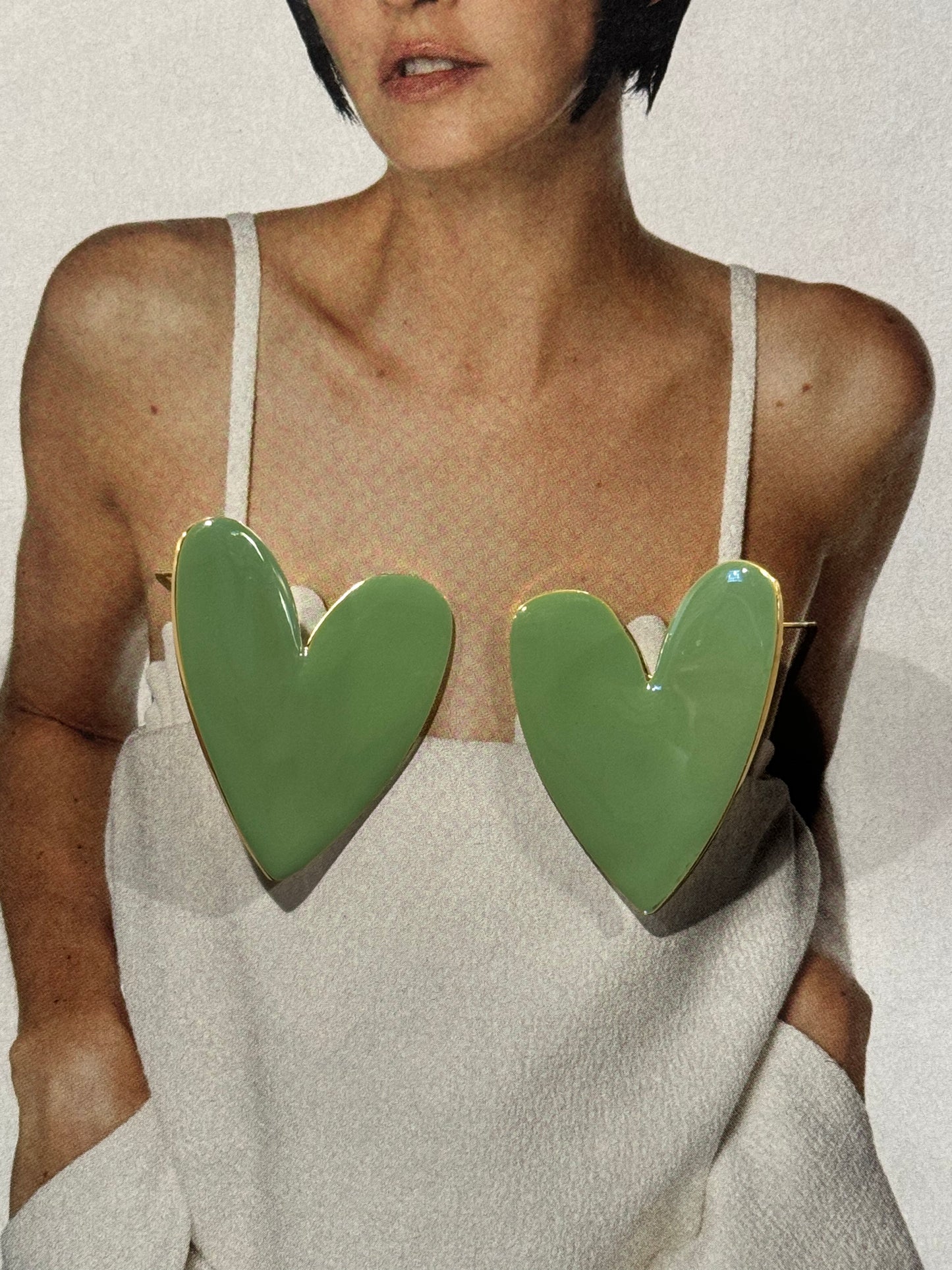 Pendientes Corazón Verde