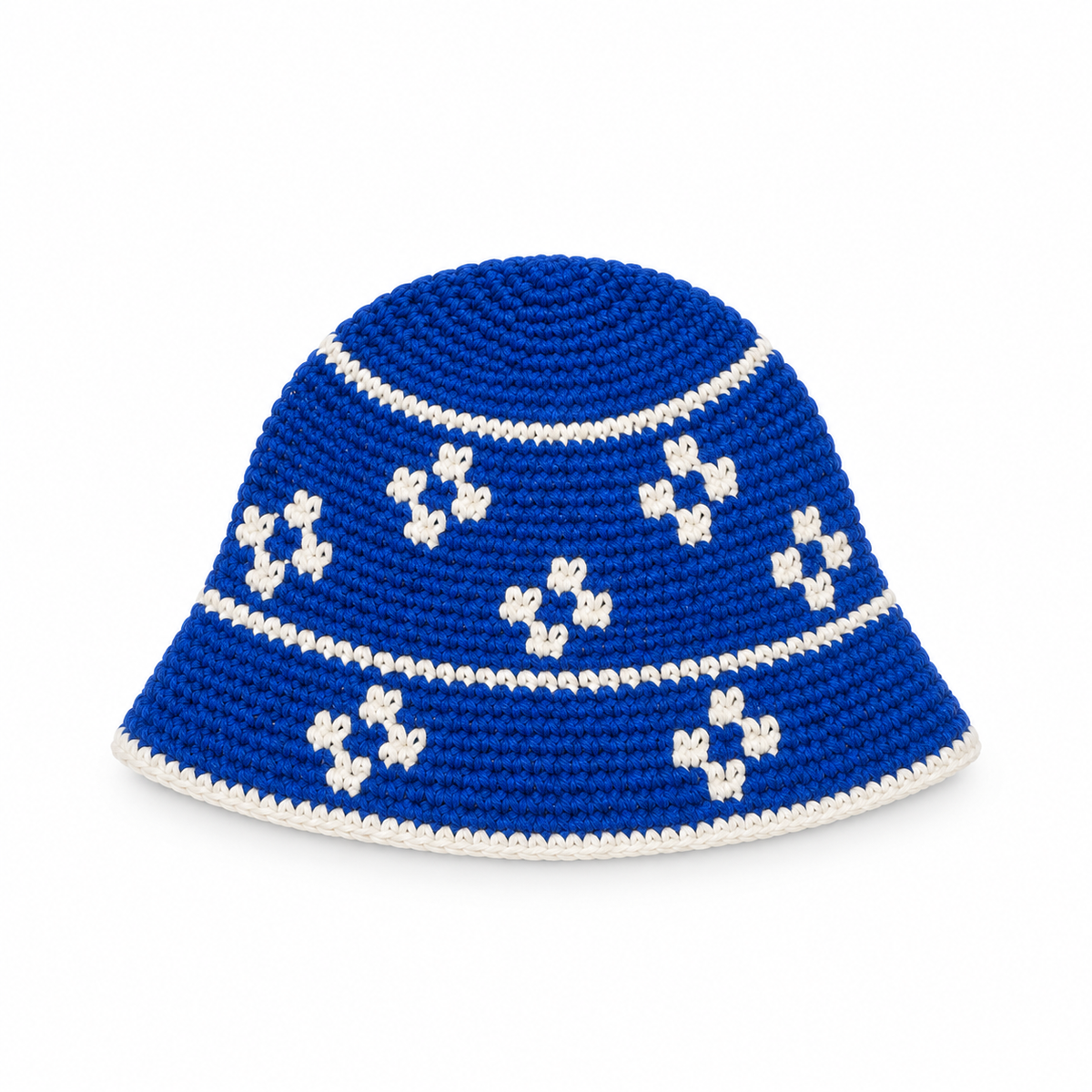 Gorro Tejido Azul Dibujos Blancos
