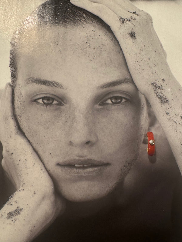 Pendientes Aro Rojo Esmalte con Brillante