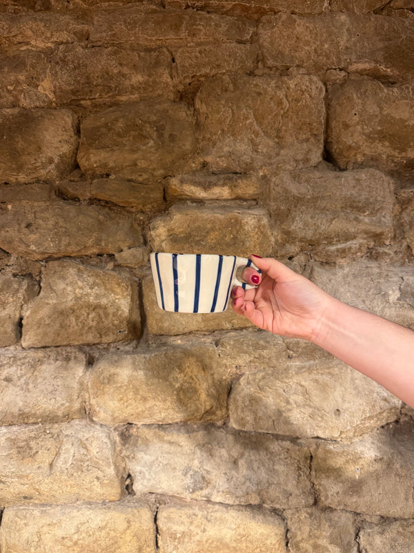 Taza Cruda Rayas Azules