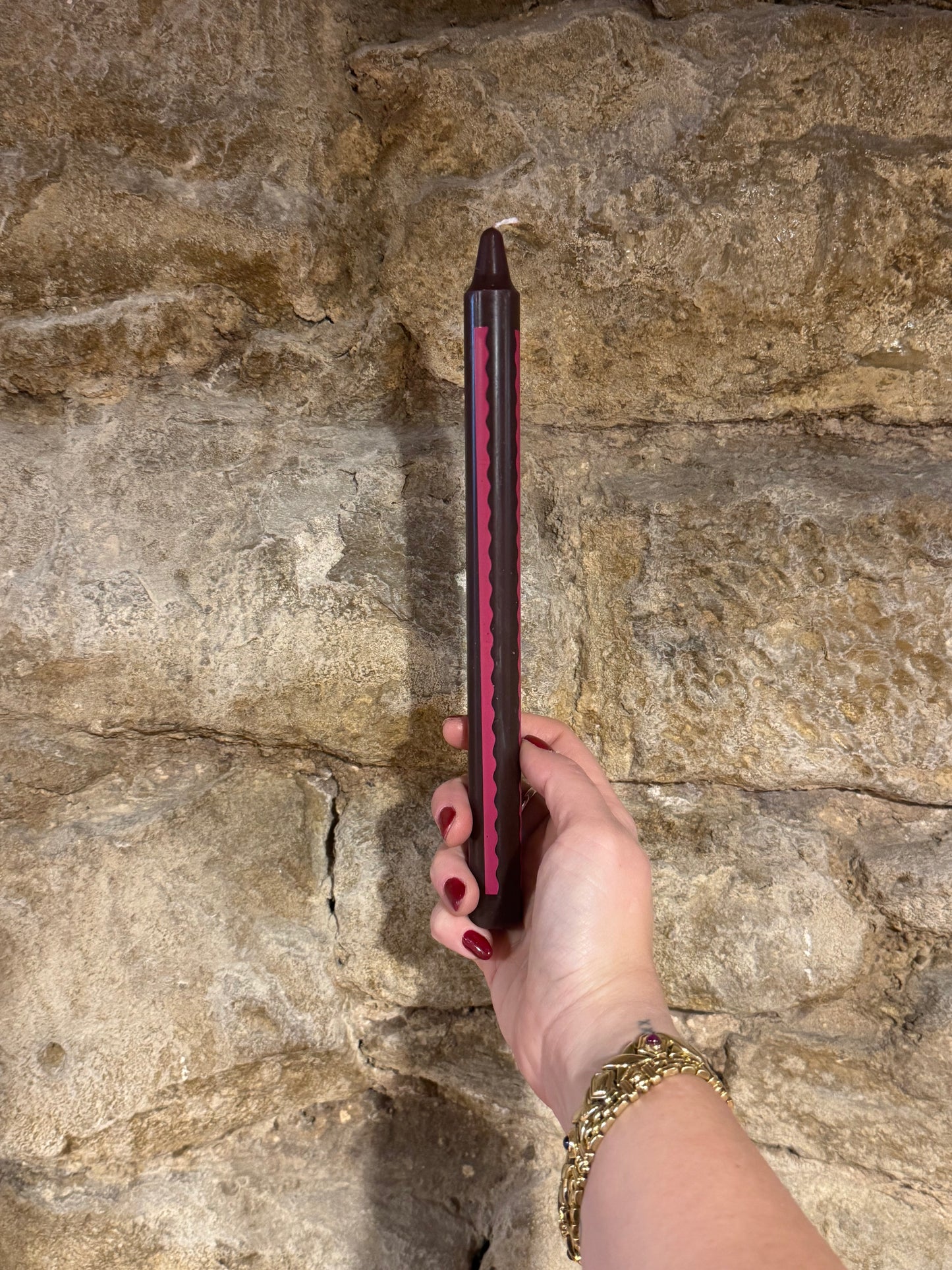 Vela de Candelabro Granate Ondas Fucsia
