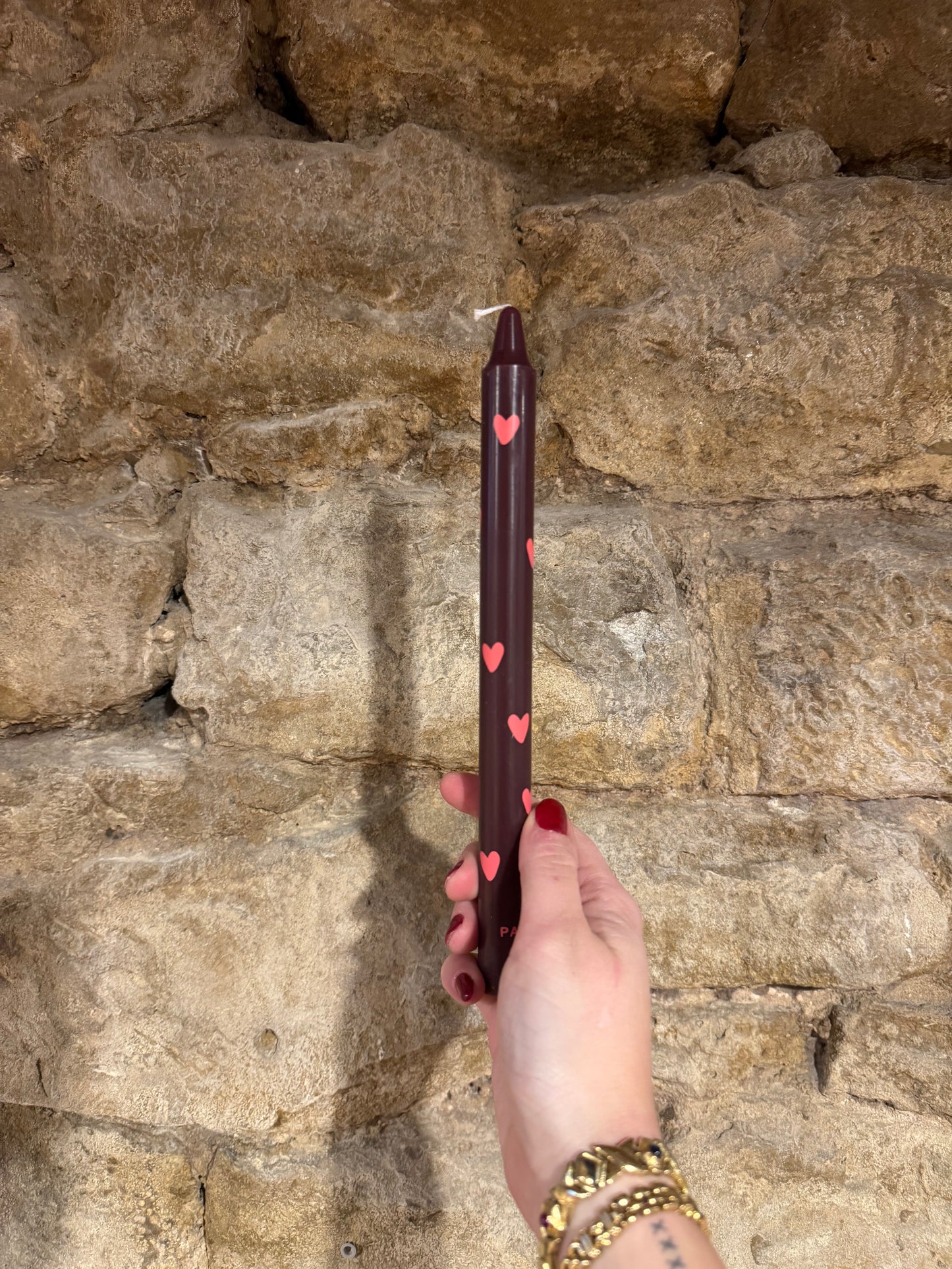 Vela de Candelabro Morado Corazón Rojo