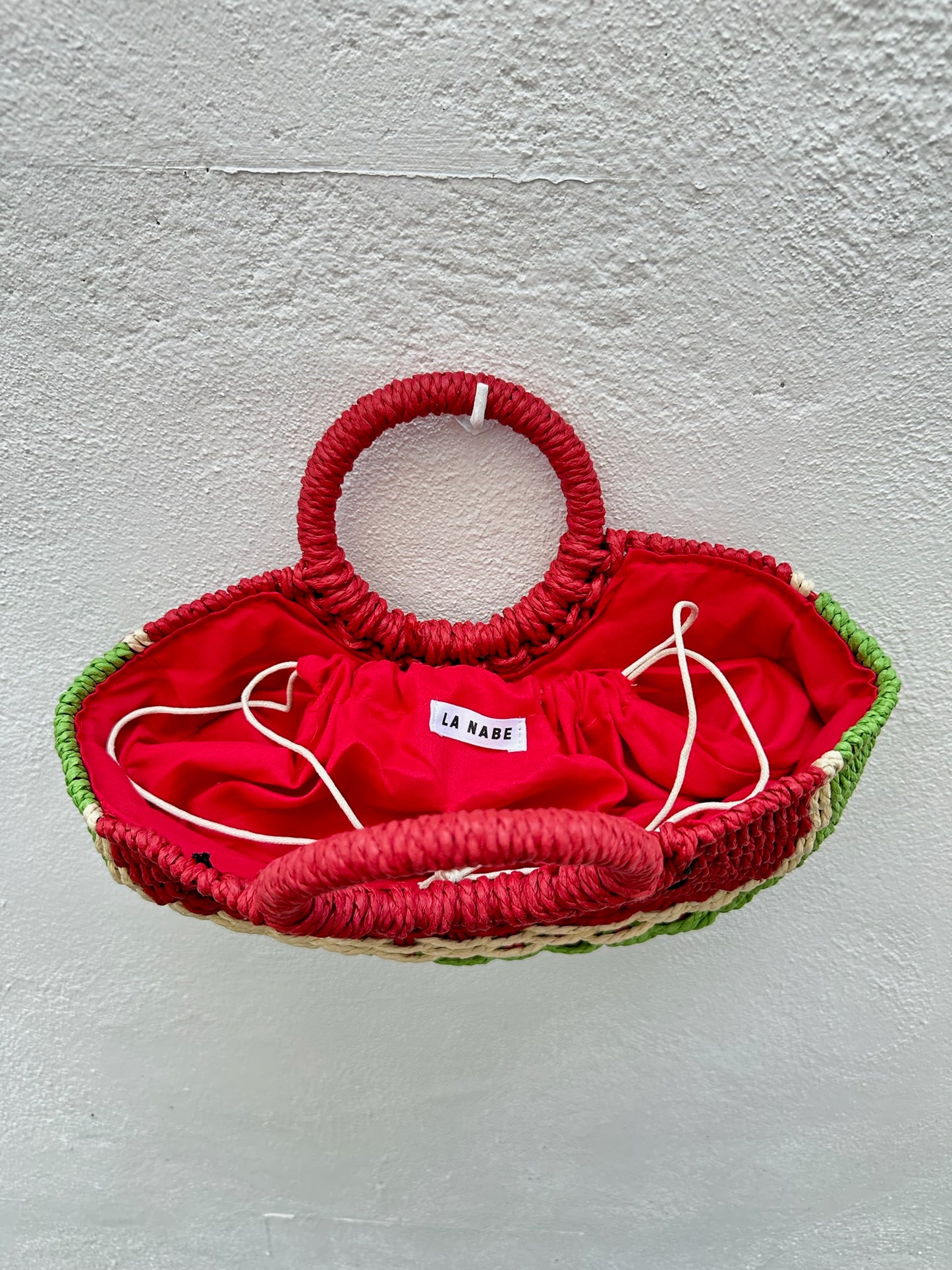 Bolso Capazo Yute Forma de Sandía con Forro