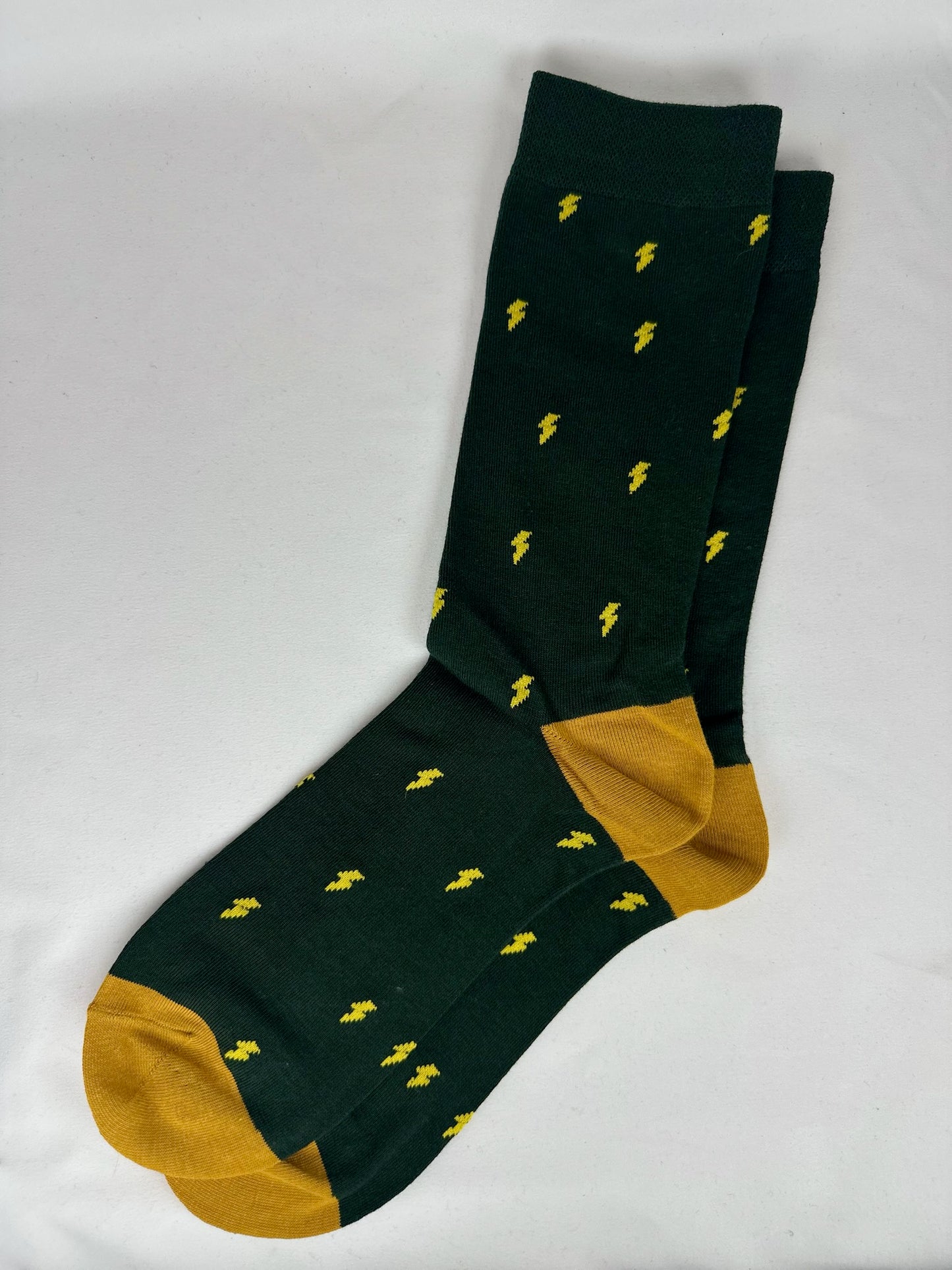 Calcetines Hombre Verde Rayos Amarillos