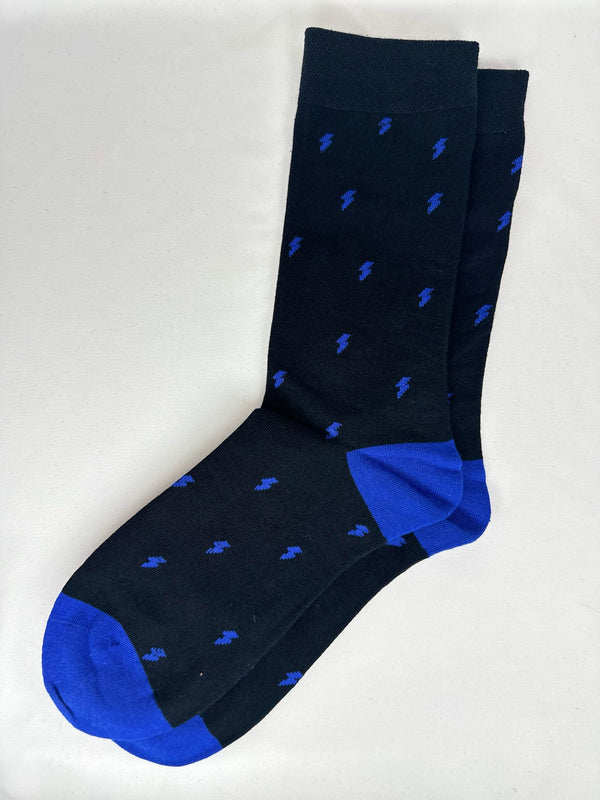Calcetines Hombre Negro Rayos Azulón