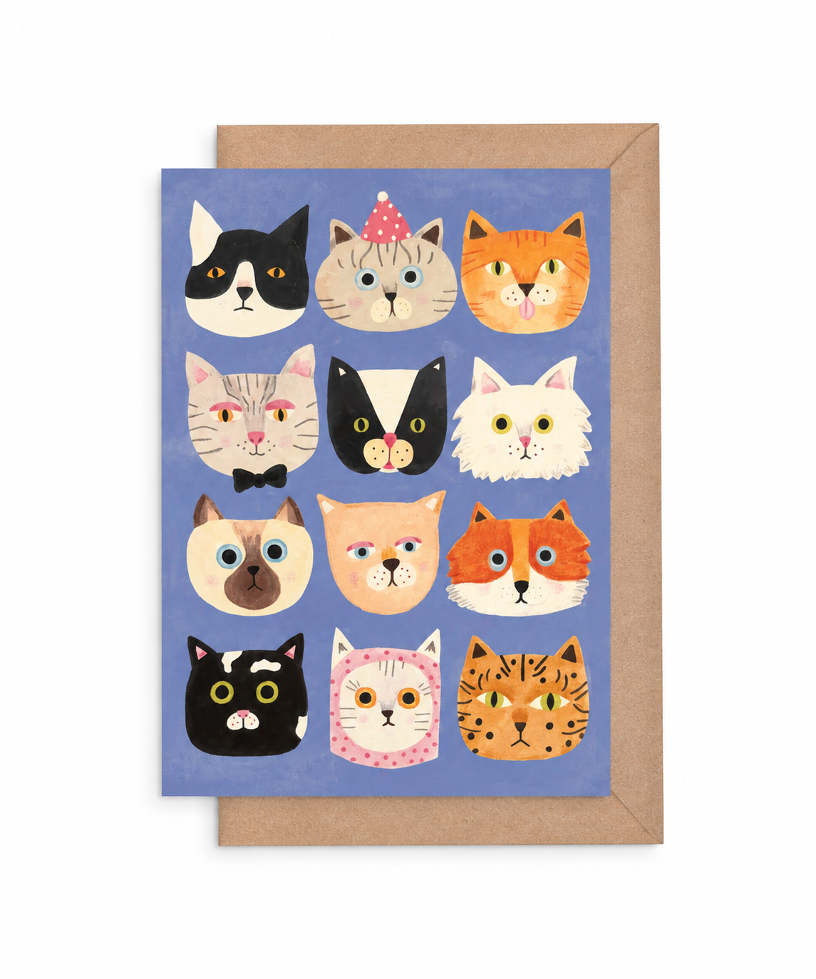A6 Tarjeta o Postal con Sobre Gatos con Fondo Blanco