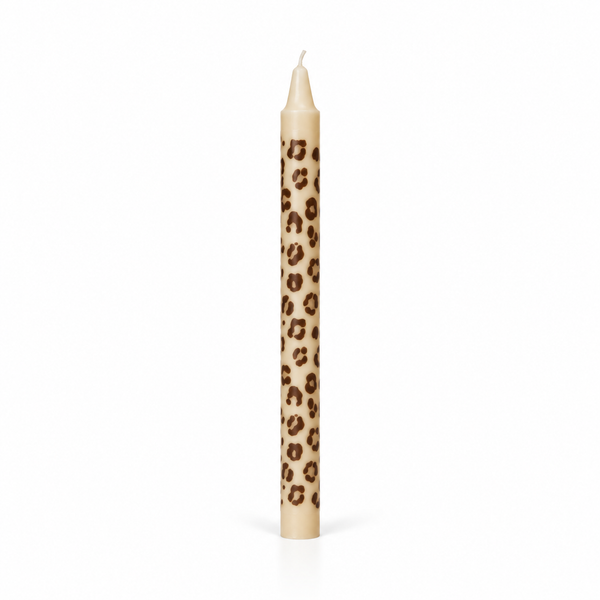 Vela de Candelabro Estampada Leopardo Caqui