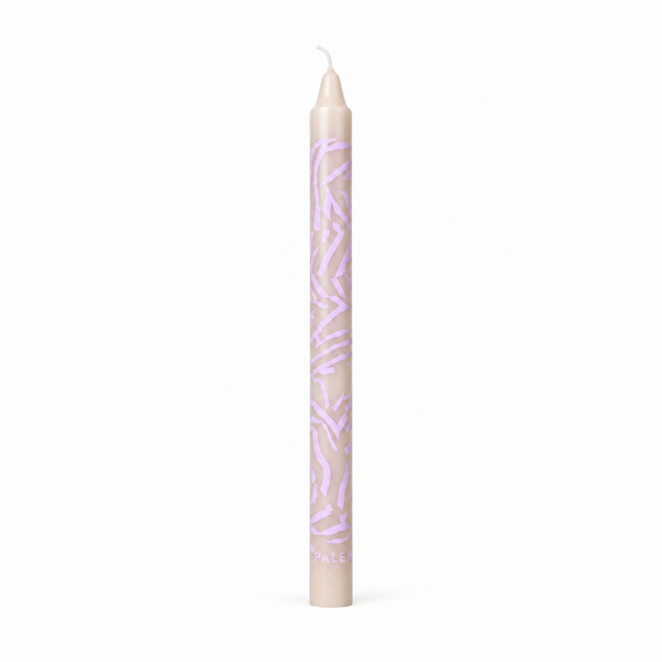 Vela de Candelabro Estampada Beige con Cebra Rosa
