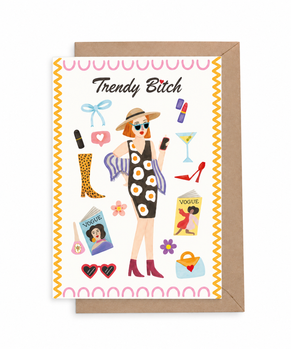 A6 Tarjeta o Postal con Sobre Trendy Bitch