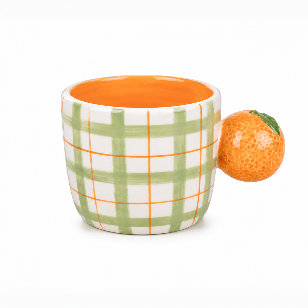 Taza Cuadros Asa Naranja