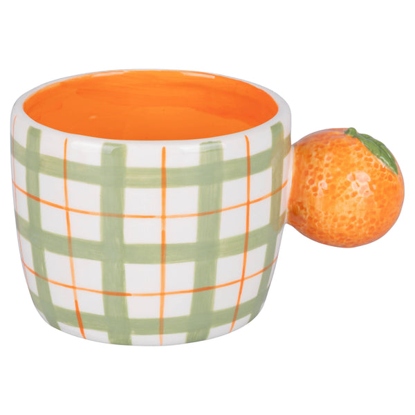 Taza Cuadros Asa Naranja