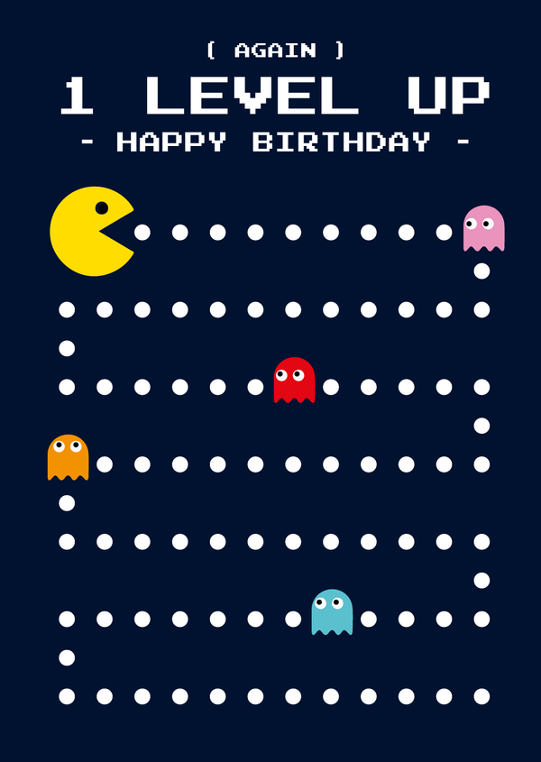 Tarjeta de cumpleaños Pac Man: sube de nivel