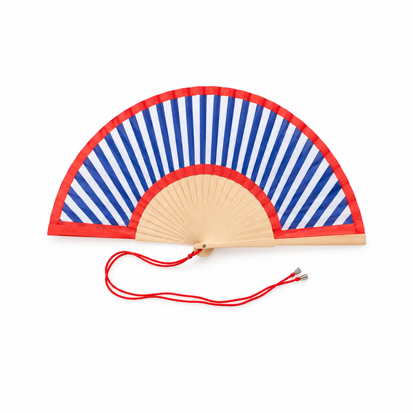 Abanico Rayas Rojo y Azul — foto cuadrada de estudio