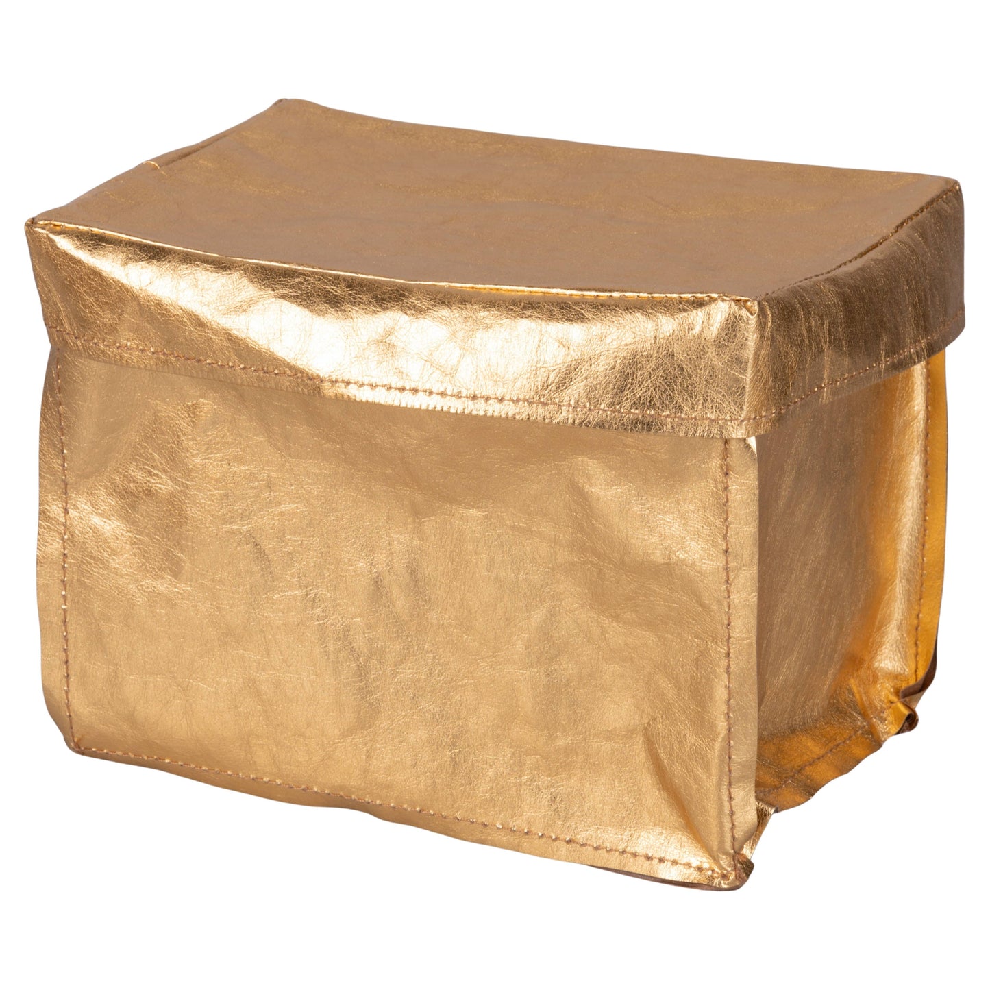 Cesta o Caja con Tapa Rectangular Cubo Dorada Grande