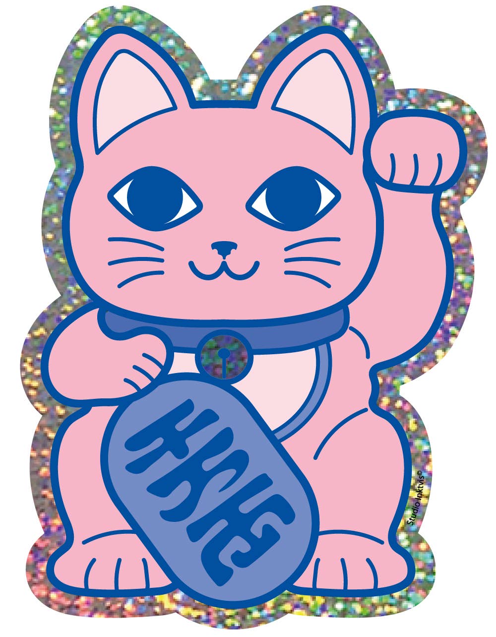 Pegatina brillante Gato de la suerte Maneki Neko