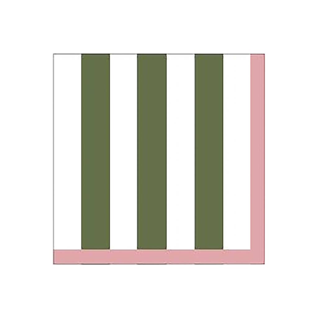 Servilletas de Papel rayas caqui borde fucsia